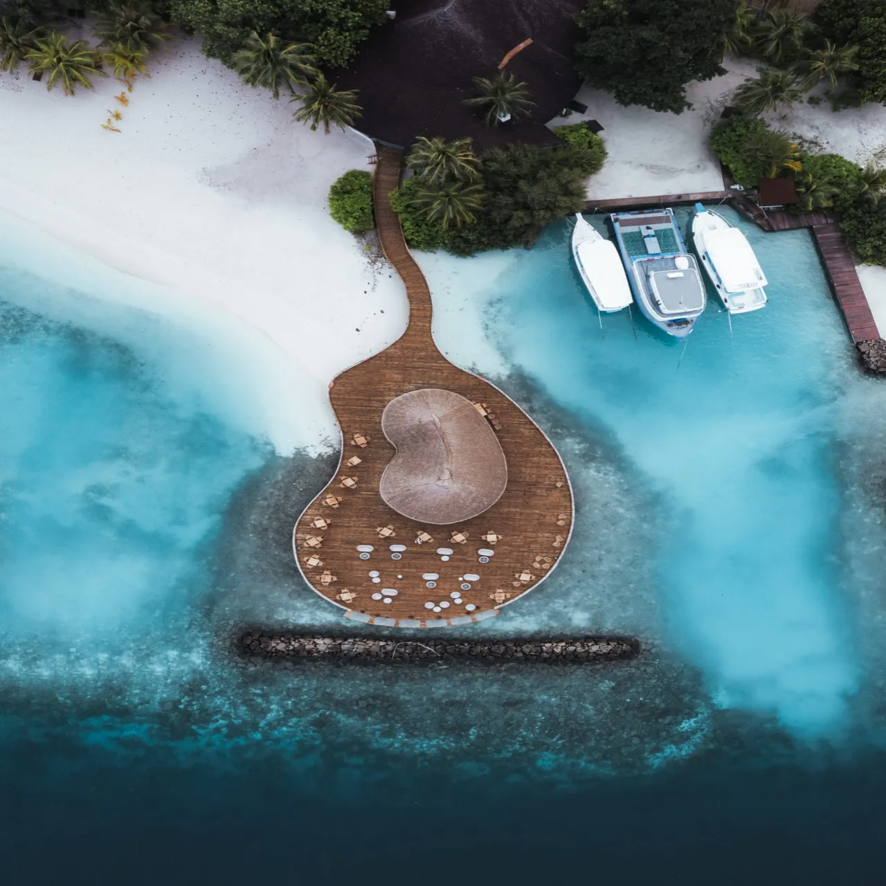 Aerial view of Bandos Maldives on Bandos, Maldives