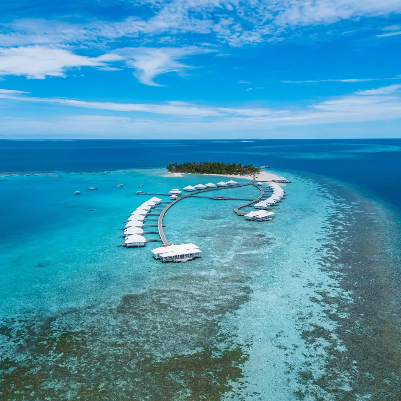 Aerial view of Diamonds Athuruga on Athuruga, Maldives