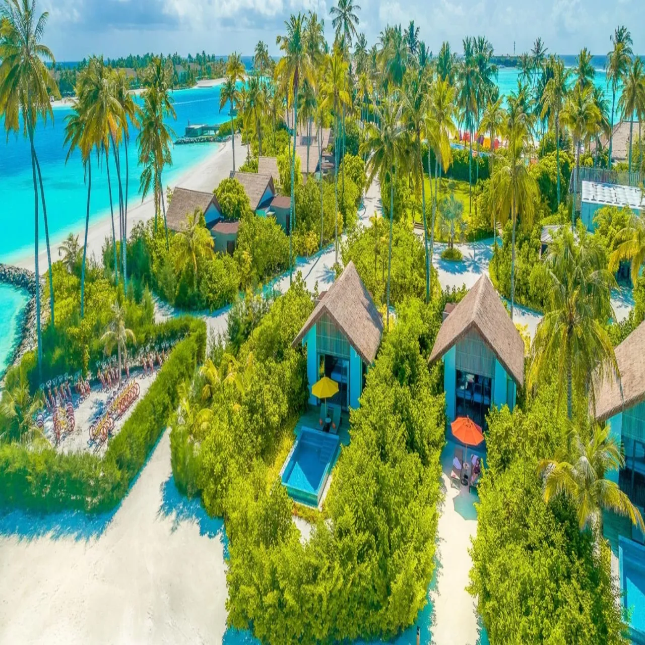 Beach at Hard Rock Hotel Maldives on Emboodhoo Lagoon, Maldives