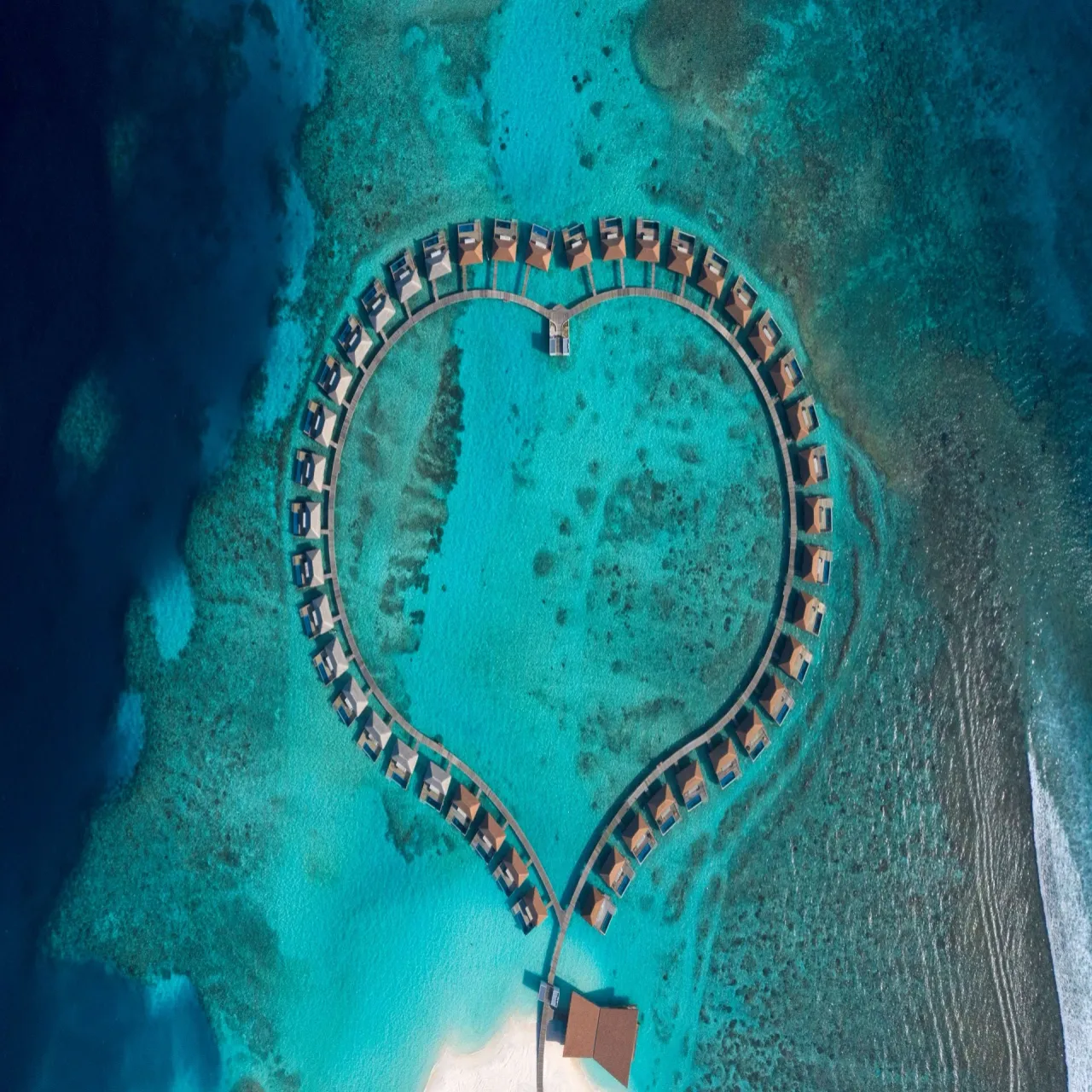 Aerial view of Radisson Blu Resort Maldives on Fenfushi, Maldives
