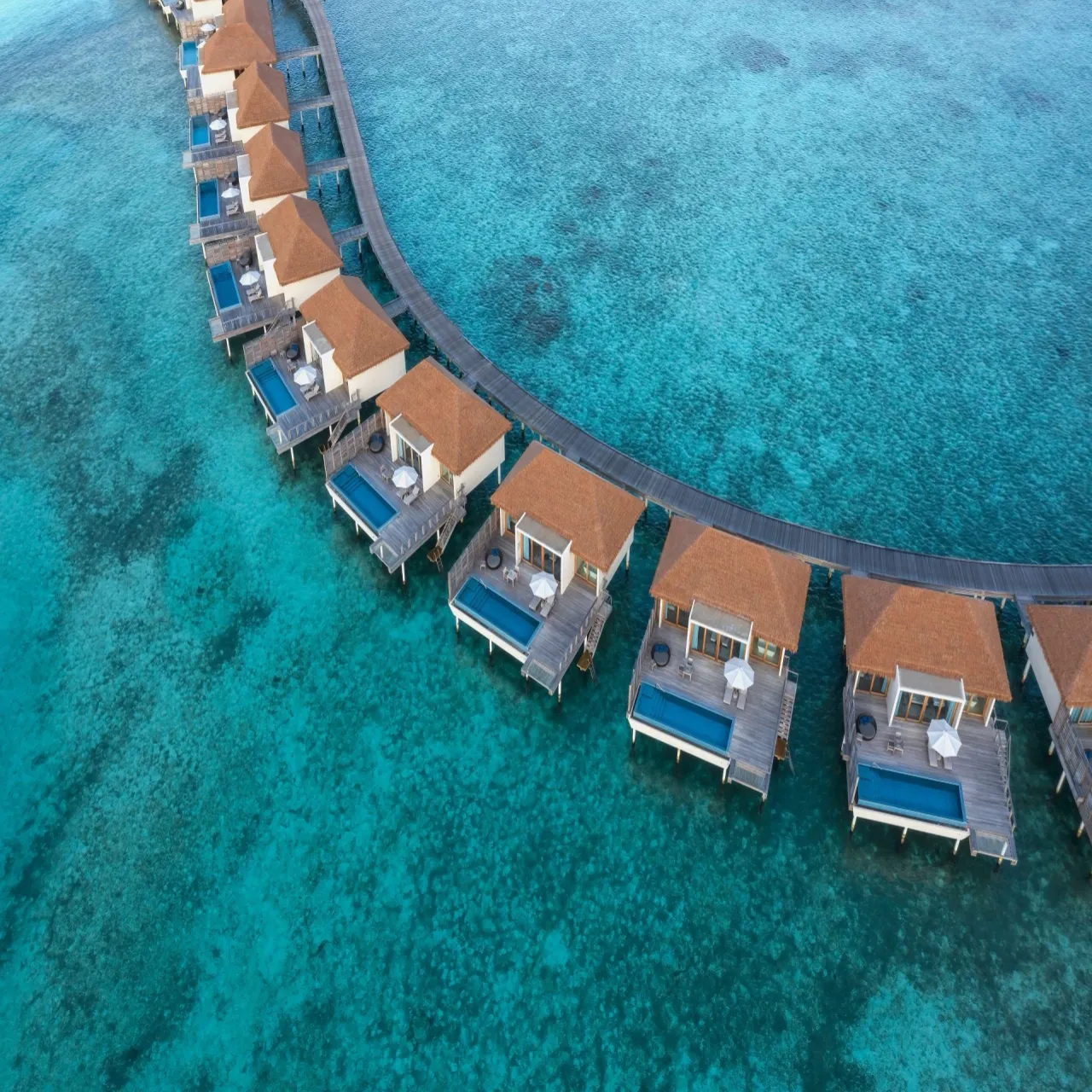Aerial view of Radisson Blu Resort Maldives on Fenfushi, Maldives