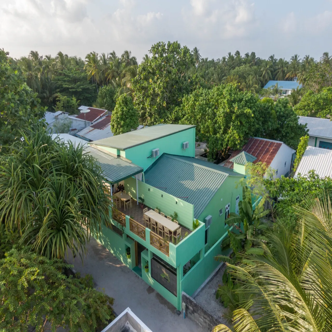 Aerial view of Turtle Maldives on Omadhoo, Maldives