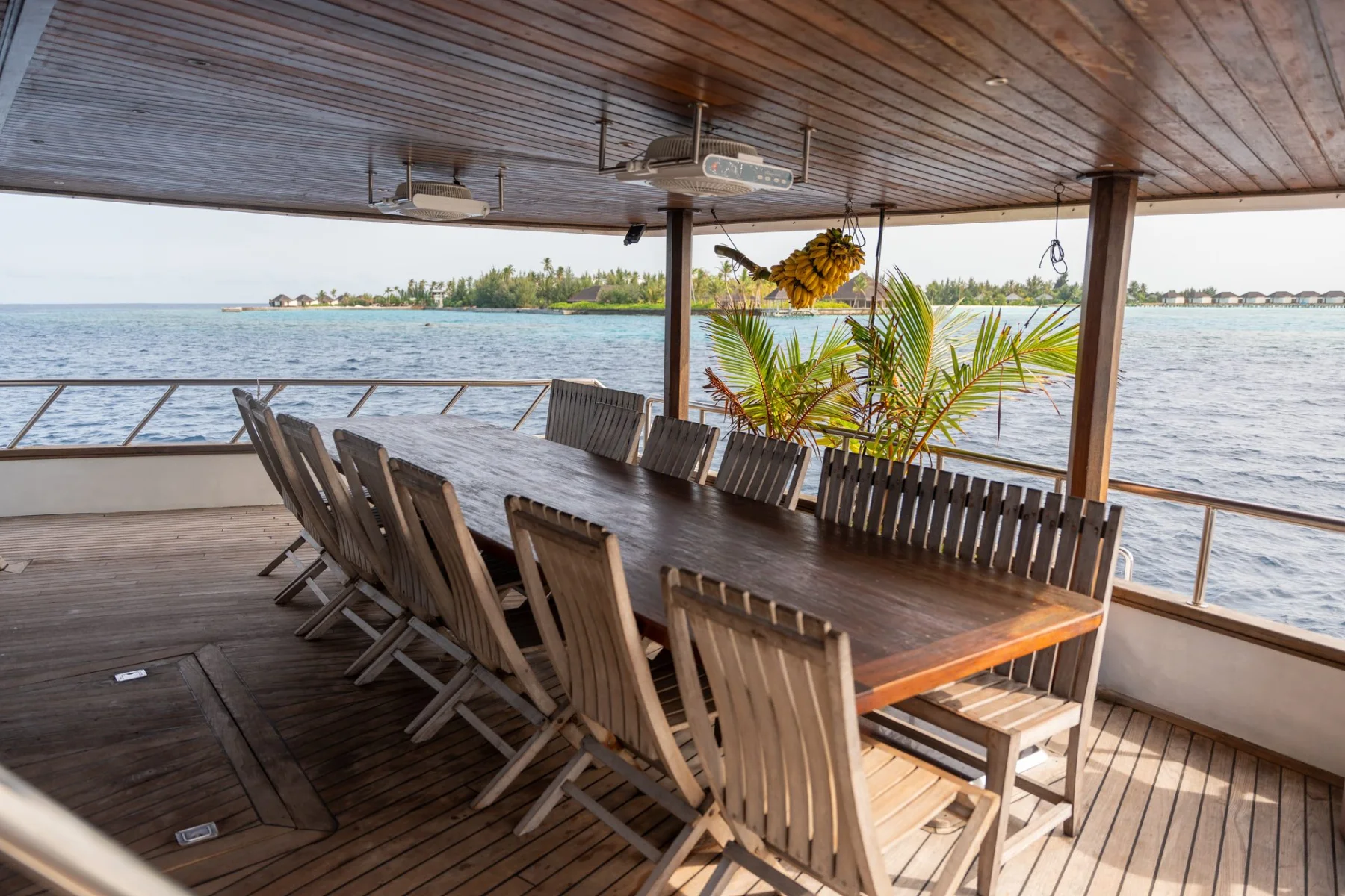 Onboard dining area aboard Gurahali Maldives liveaboard charter